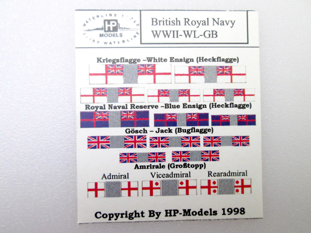 HPモデル 1/700 イギリス海軍 航空母艦 フューリアス 1944 軍艦旗